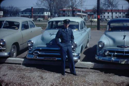 Usaf airman with classic cars - usaf,